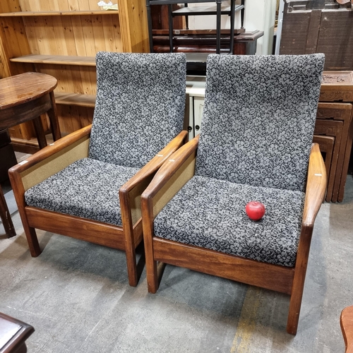 995 - Star Lot : A stylish pair of Mid Century Modern Probably Danish After Borge Mogensen armchairs with ... 