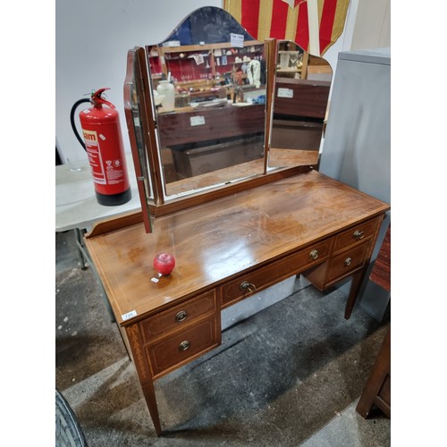 725 - A fabulous Edwardian vanity / dressing table with tripartite mirror to top, five drawers to base and... 