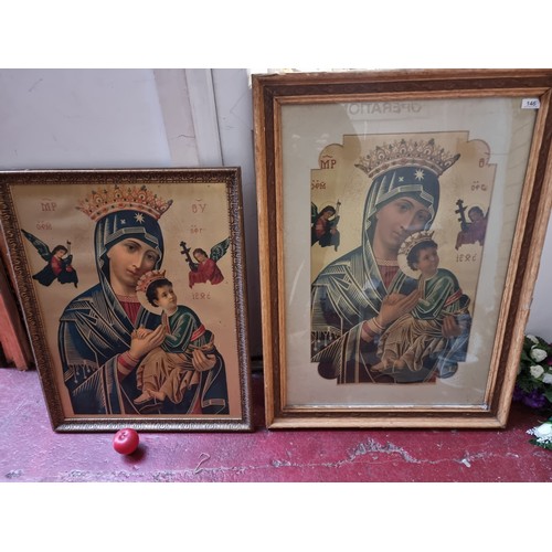 146 - A pair of early 20th century chromolithographs showing iconographic images of Our Lady of Perpetual ... 