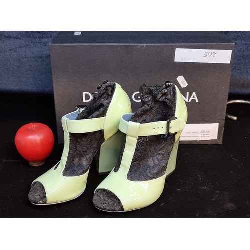 205 - Star Lot: A pair of brand-new Italian made Dolce & Gabbana genuine leather heels in an apple green a... 