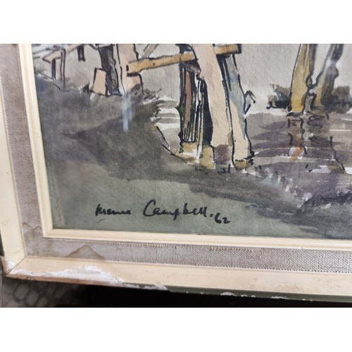 126 - Super Star Lot: An original George Campbell RHA (b. 1917 - d. 1979) pen and watercolour on paper pai... 