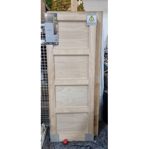 691 - Three heavy quality Fergus Interior doors featuring four panels and a hardwood finish. Two brand new... 