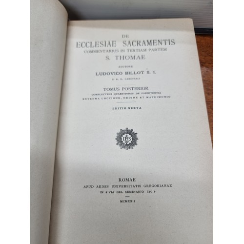 752 - Two antique hardback books titled De Ecclesiae Sacramentis, Volumes I and II. Published in 1914 and ... 