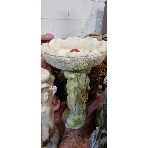 810 - Star Lot : A stunning very heavy reconstituted stone garden statue in the form of a bird bath. Adorn... 