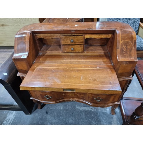 983 - Star lot : A beautiful Mid Century secretaire with a drop-down desk, two neatly sized drawers to top... 