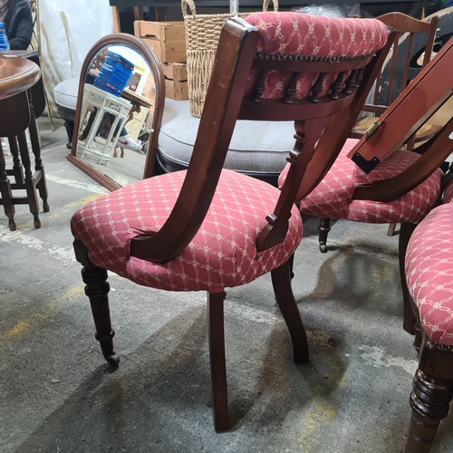 455 - Star Lost : An elegant set of six Victorian dining chairs with beautifully carved supports, padded s... 