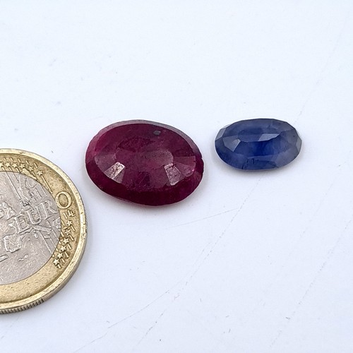 521 - Two fabulous gemstones including a natural Ruby in the oval mixed cut (weight: 11.11 Cts) Along with... 