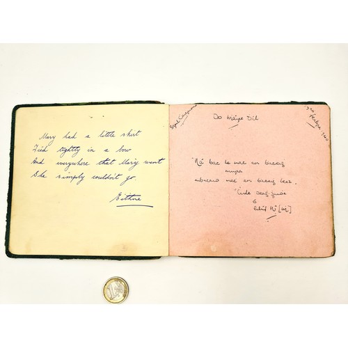 535 - A fully furnished antique autograph book, circa 1940's. Each page set with a message or rhyme and si... 