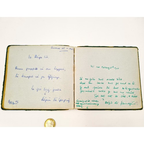 535 - A fully furnished antique autograph book, circa 1940's. Each page set with a message or rhyme and si... 