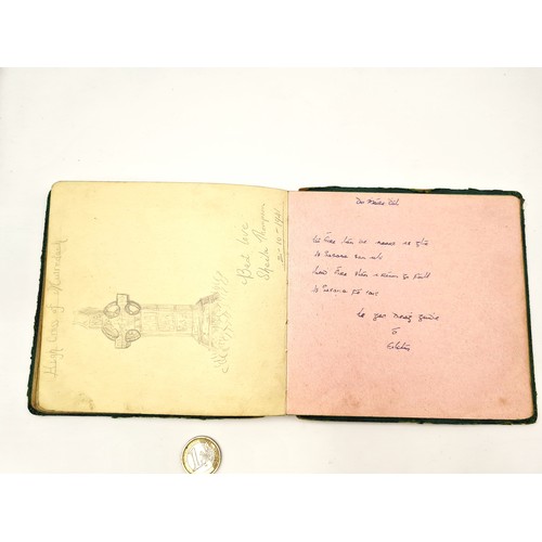 535 - A fully furnished antique autograph book, circa 1940's. Each page set with a message or rhyme and si... 