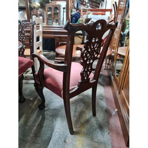 709 - Star Lot: A magnificent nine piece Chippendale style dining suite. Comprising of a large oblong dini... 