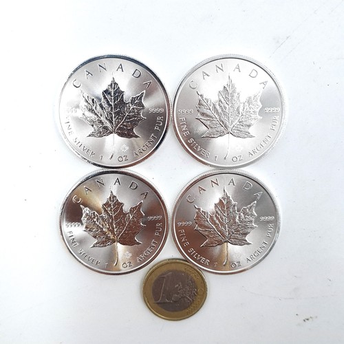 913 - Star Lot : A collection of four mint Canadian five dollar coins, dated 2017, each 1 ounce proof. Unc... 