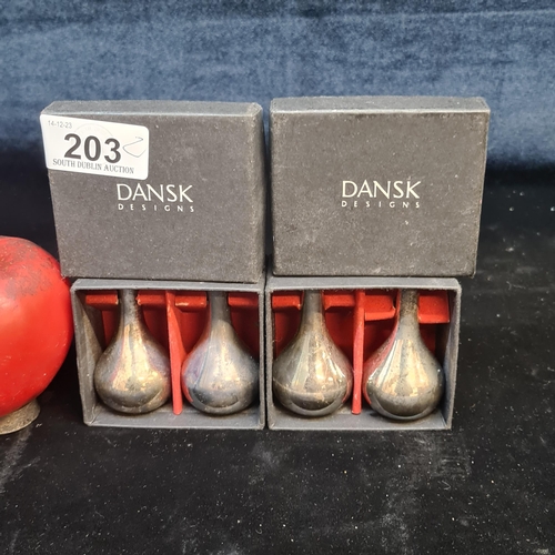 203 - Star Lot: Two sets of two neatly sized Dansk Designs Denmark silver 'Onion' candle holders with orig... 