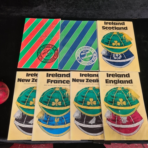 353 - A nostalgic ensemble of 6 Ireland rugby match programs, capturing the spirit of historic games.