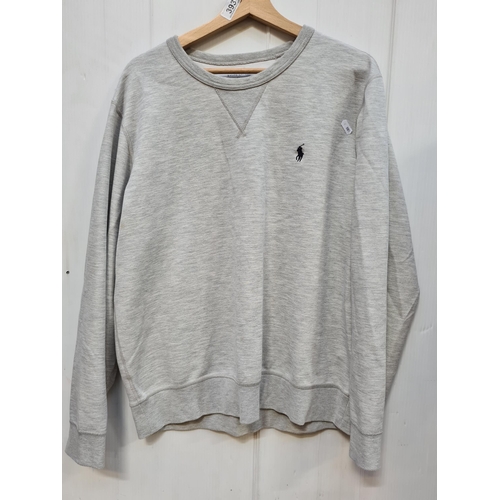 393 - A timeless grey cotton performance sweatshirt from the Polo line of designer Ralph Lauren, featuring... 