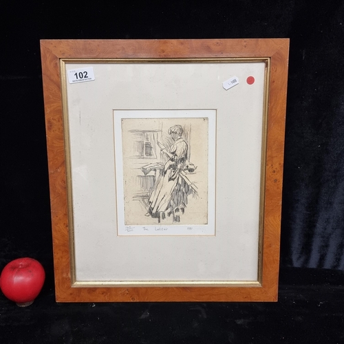 102 - A limited edition (160/300) William Conor RHA RUA plate engraving titled 'The Letter' and dated 1981... 