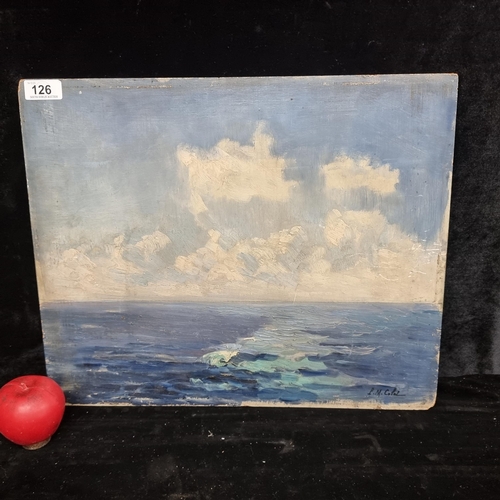 126 - A charming original early 20th century oil on board painting. Features a seascape with impressionist... 