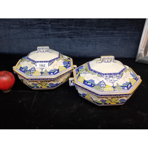 162 - A fabulous pair of Art deco Royal Doulton tureens in the  Merryweather pattern.