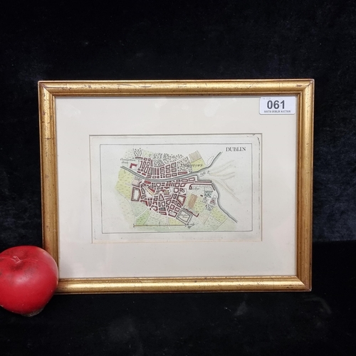 61 - An early 20th century aquatint etching showing Herman Moll's 1714 map of Dublin. Rendered in fine de... 