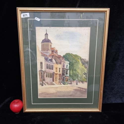 71 - A delightful original watercolour on paper painting featuring a landscape scene of a small town. Won... 