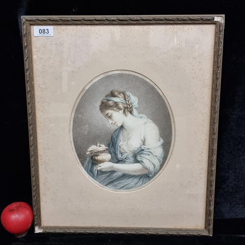 83 - An antique chromolithograph after a painting originally by the artist Angelica Kauffman. Housed in a... 