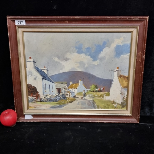 87 - Star Lot: a charming original L. Nesbitt (Irish, b.1923) oil on canvas painting featuring a traditio... 