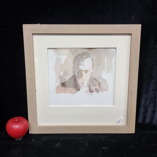 96 - A subtle watercolour on paper painting featuring a featureless portrait of a gentleman. Signed Culle... 