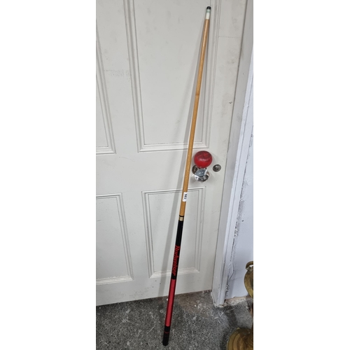 683 - A Budweiser branded pool cue with red and black colourway.