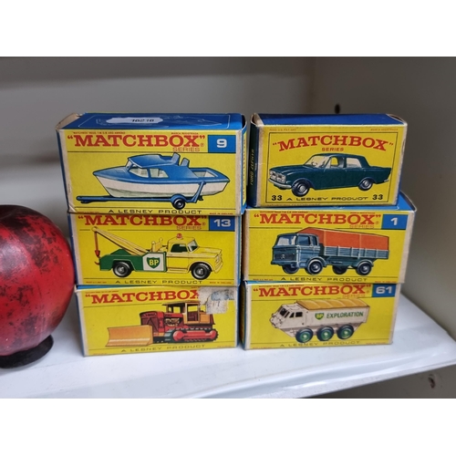 708 - Star Lot : A collection of six original vintage Matchbox toy cars including a Ford Zephyr, a Mercede... 