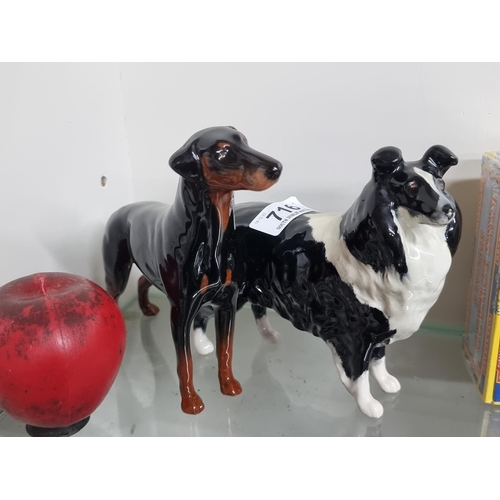 716 - Two charming Beswick figures including a Border Collie and a Doberman. Both in super condition.