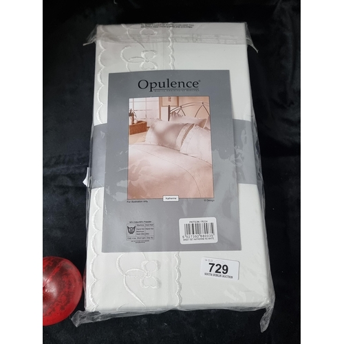 729 - A brand new Opulence cotton blend embroidered King size bedding set comprising of a flat sheet, fitt... 