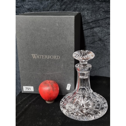 751 - A superb brand new in box, Waterford Crystal Lismore mini ship decanter, complete with original stop... 