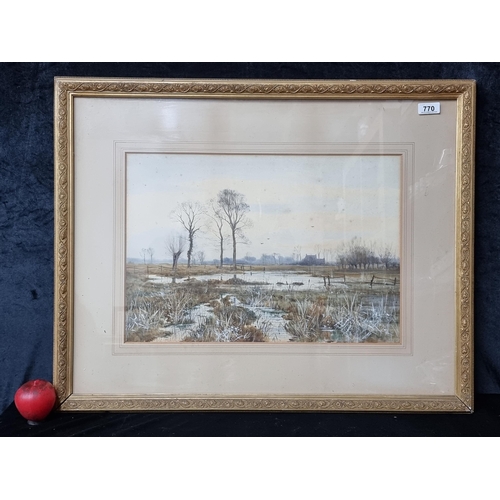 770 - A wonderful large original watercolour on paper painting featuring a tranquil landscape scene of mar... 