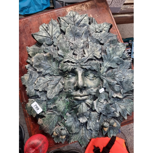 799 - A large heavy impressive stone figure of The Green Man. The Green Man is primarily interpreted as a ... 