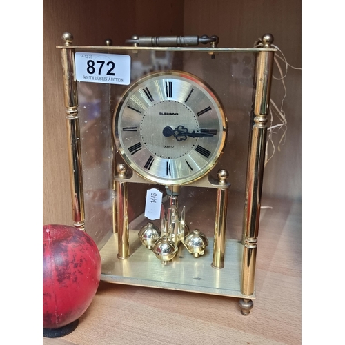 872 - A fabulous large vintage Blessing carriage clock featuring a brass case with glass sides, rotary bal... 