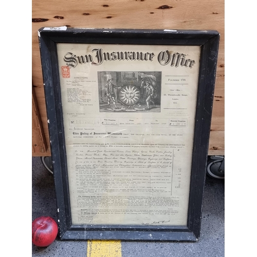 892 - An antique insurance document dating to 1922 from Sun Insurance Office for the clubhouse and associa... 