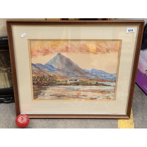 914 - A captivating original Seosamh Ó Dálaigh (Irish, Achill School) pastel on paper landscape drawing of... 