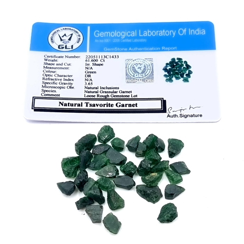 936 - A tsavorite garnet stones, total weight 61.6 cts, stones with with certification.