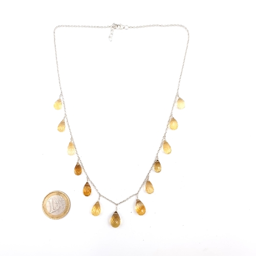 938 - A pretty citrine gemstone necklace, set with sterling silver chain and lobster clasp, length of neck... 