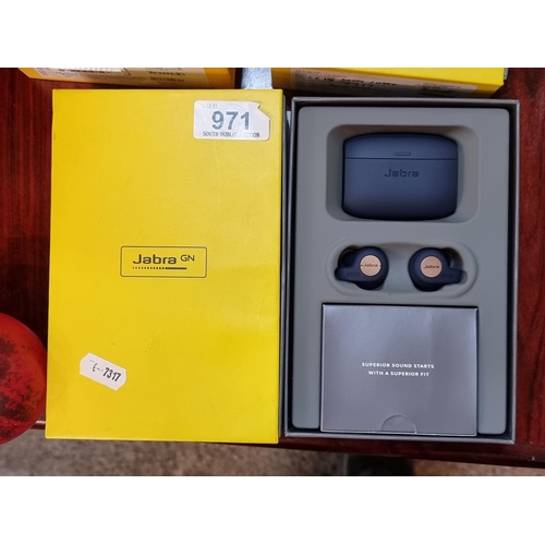 971 - A pair of Jabra Elite Active 65t wireless earphones in the Copper Blue colourway. As new in original... 