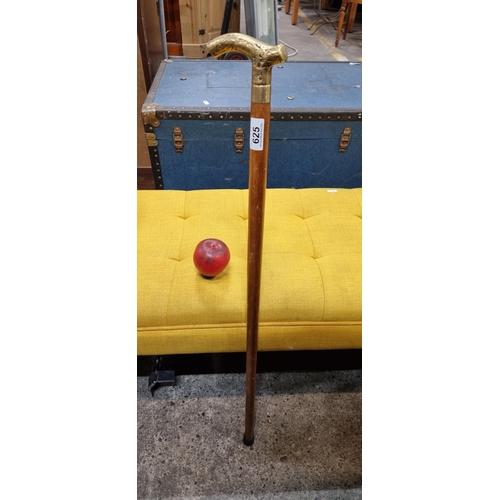 625 - A super brass topped walking cane.