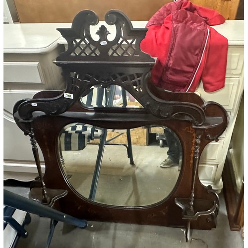 951 - A gorgeous  Victorian over-mantle mirror boasting two bevelled mirror panels, lattice detailing, ela... 