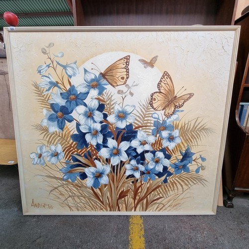 954 - Star Lot : A very large and striking original oil on canvas painting featuring a display of wild flo... 