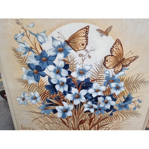 954 - Star Lot : A very large and striking original oil on canvas painting featuring a display of wild flo... 