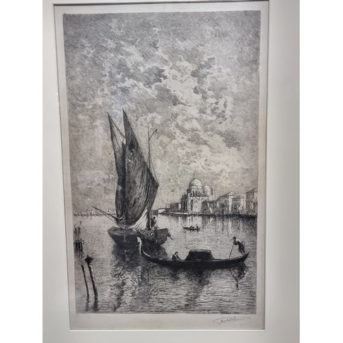 77 - Star Lot: A large antique original Lucien Marcelin Gautier (French, b.1850 - d.1925) etching featuri... 