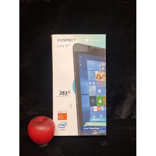 283 - A newly refurbished 8 inch Linx 820 tablet .As new in original box. With Windows 10 Home and 32GB in... 