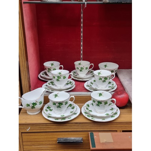 378 - A delightful Colcough bone china tea set in a fabulous ivy gilt design. Includes teacups, saucers, s... 