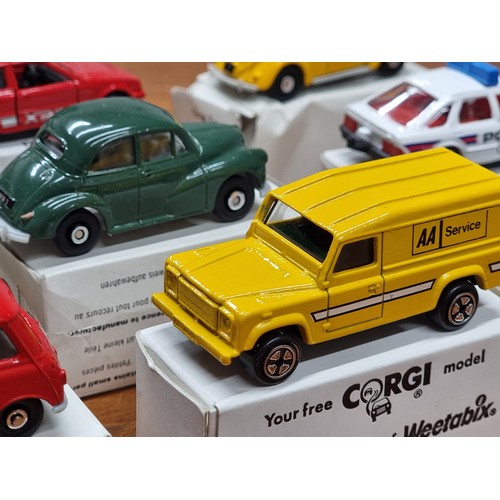 714 - A collection of nine boxed vintage Corgi model toy cars.