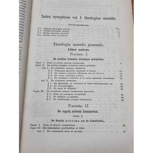 718 - Two antique hardback books titled 'Theologia Moralis' Vol. I and II by  Augustino Lehmkuhl. Dating t... 