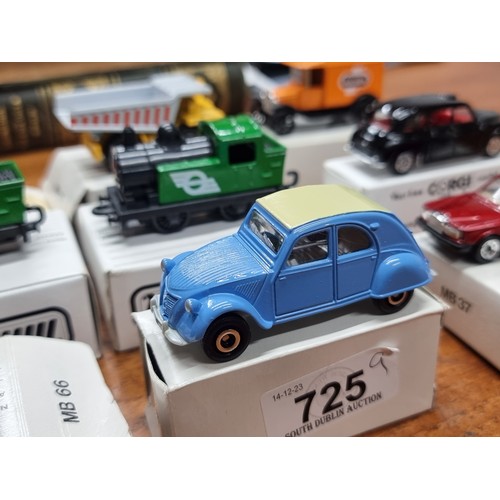 725 - A collection of 9 vintage Corgi model vehicles including Matchbox examples: Rolls-Royce Silver Spiri... 